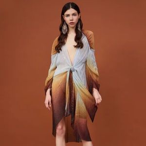 Zara Metallic Thread Pleated Tunic Dress